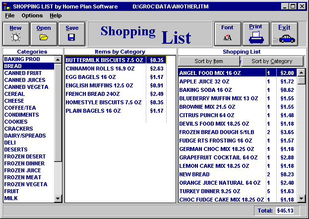 HPS Shopping List screenshot